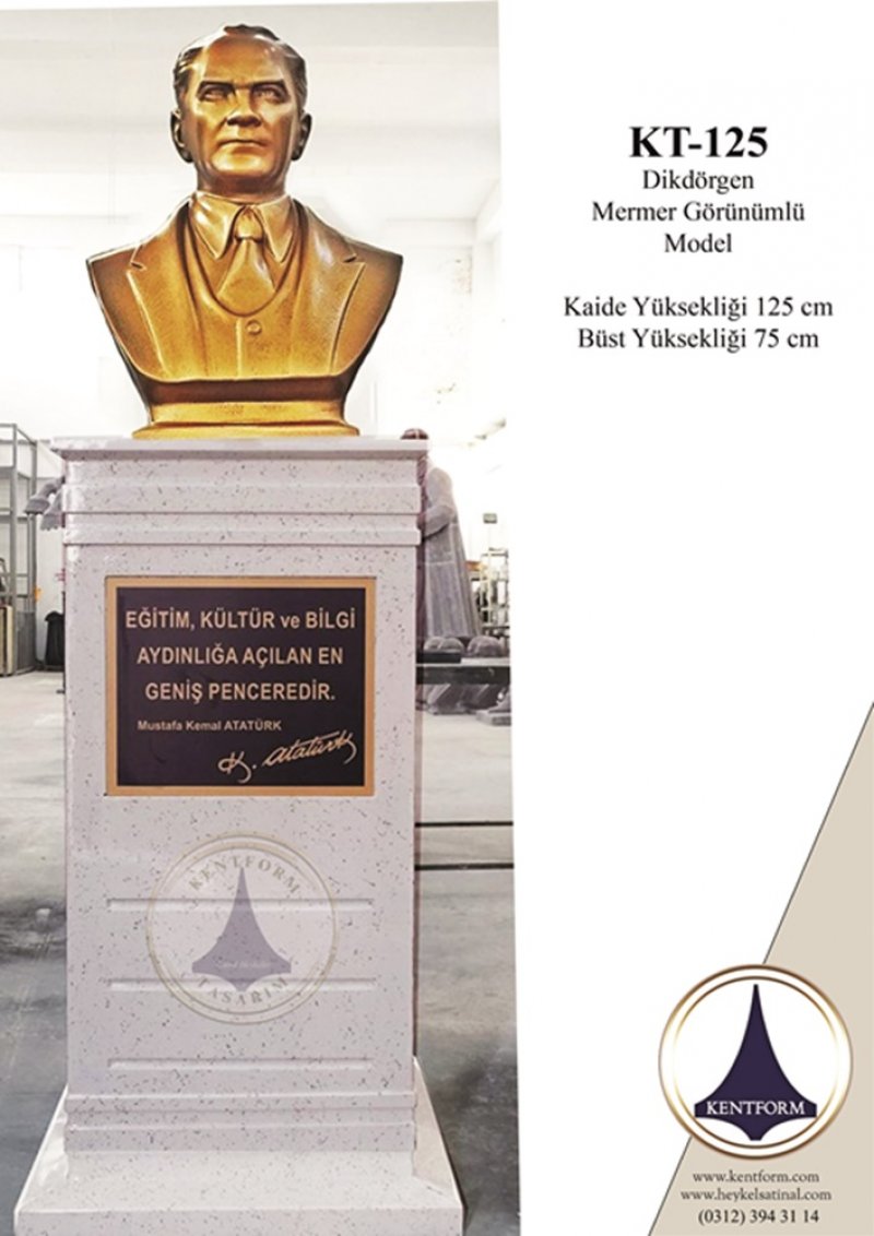 KT-125 DİKDÖRTGEN MODEL MERMER GÖRÜNÜMLÜ HAZIR KAİDELİ ATATÜRK BÜSTÜ daha fazlası için tıklayınınız